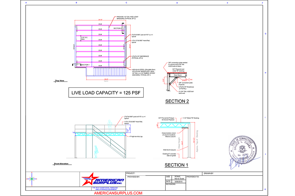Mezzanine Structural Engineer Stamped Drawings